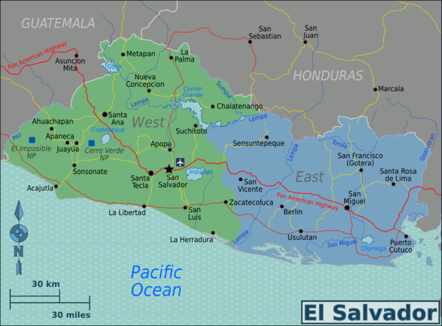 Um mapa de El Salvador.