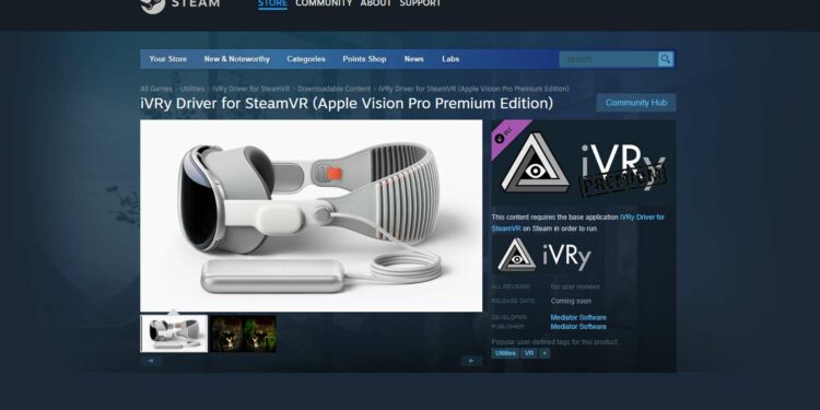Driver SteamVR para Vision Pro agora em desenvolvimento, incluindo suporte para controlador VR