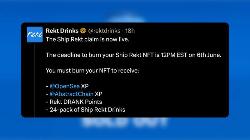 Rekt Drinks Ship Rekt - Reivindicação de bebidas