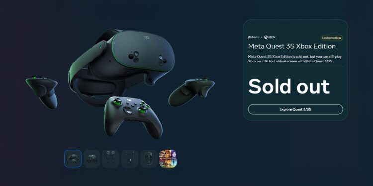 O Quest 3s Xbox Edition é vendido em apenas alguns dias da Meta, a disponibilidade permanece nos varejistas