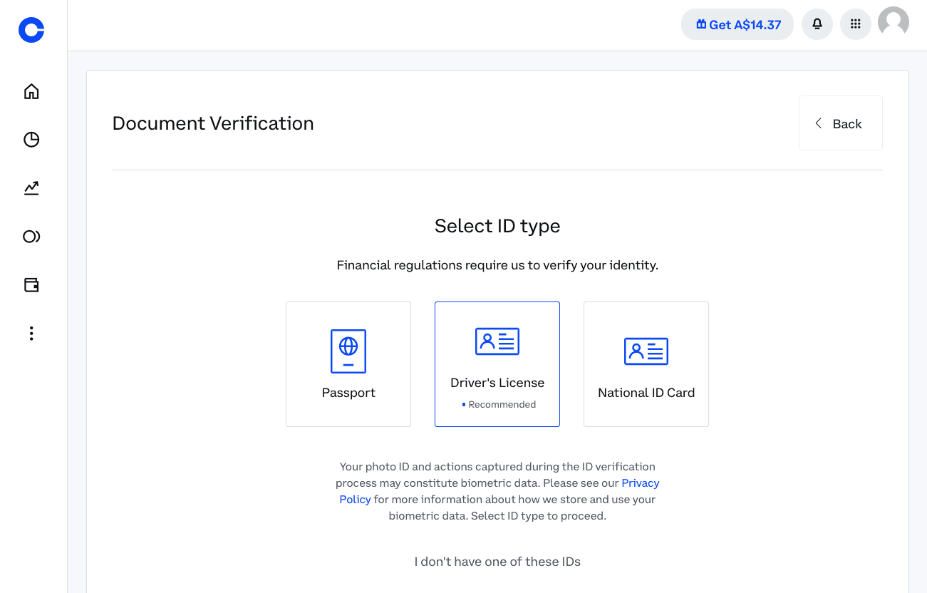 Coinbase Complete Identity Verification