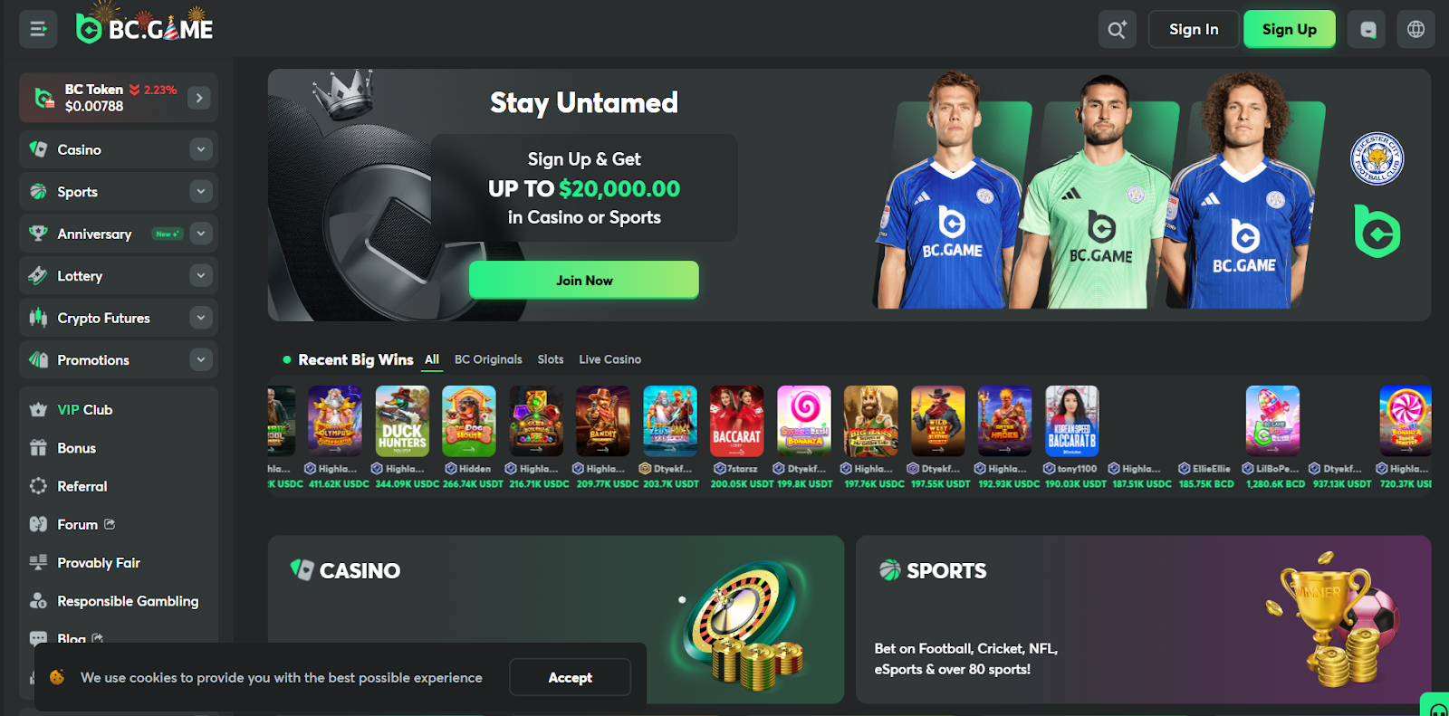 BC.Game – Best for Huge Game Variety and a Generous Multi-Part Bonus