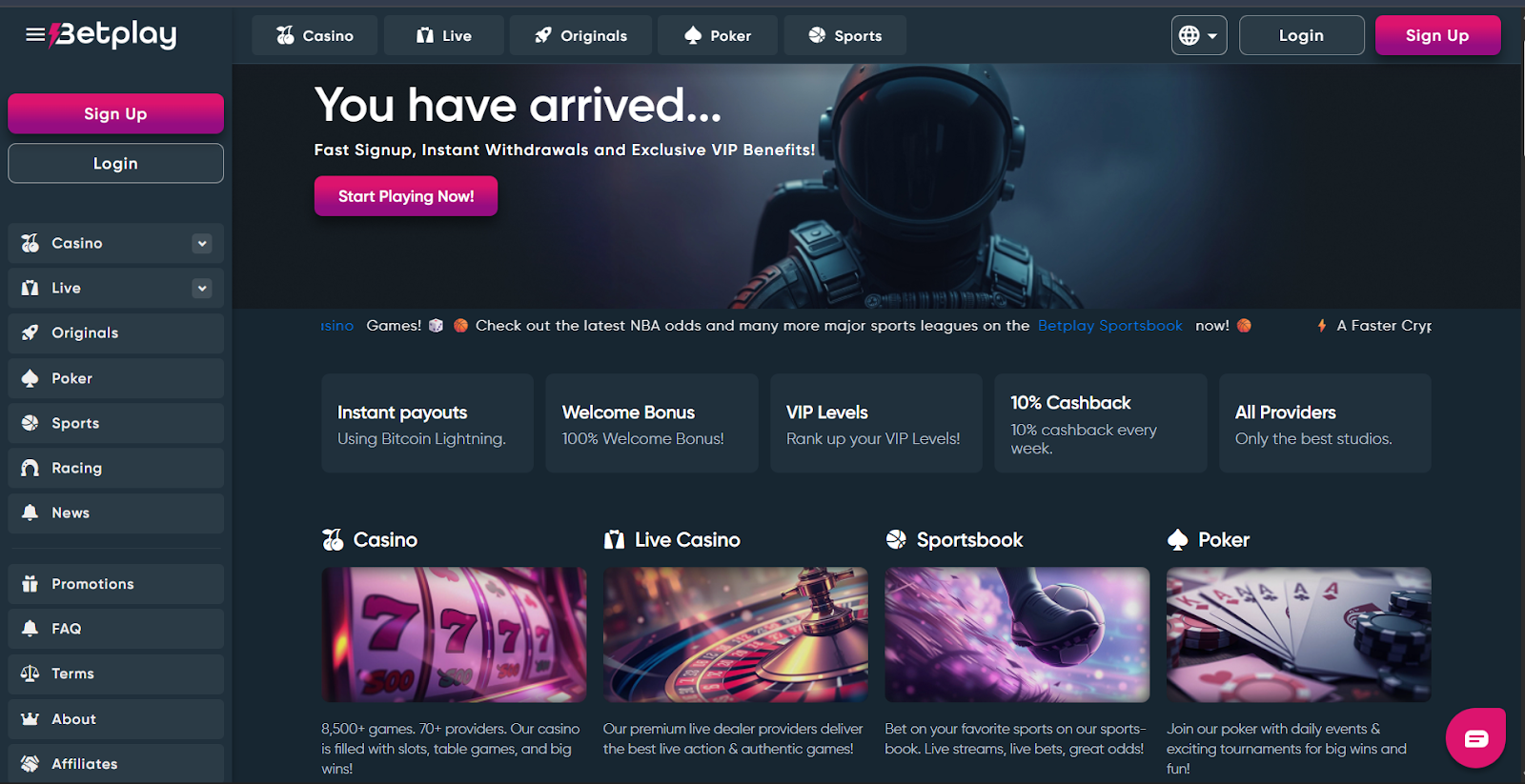 Betplay – Best for Fast Bitcoin Payouts and a Large, Easy-to-Explore Game Library