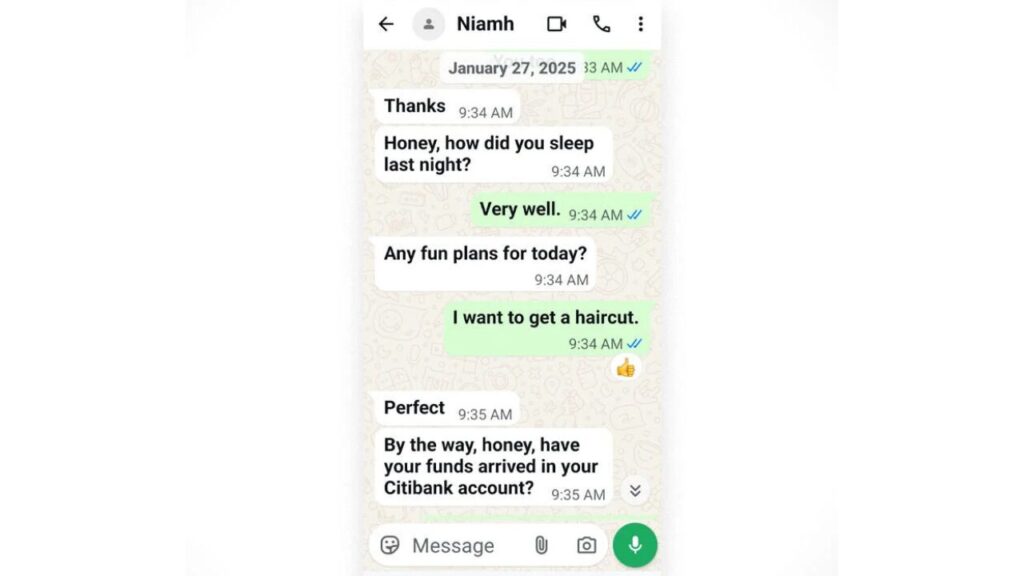 Kyle Holder conversou com um golpista se passando por “Niamh”.