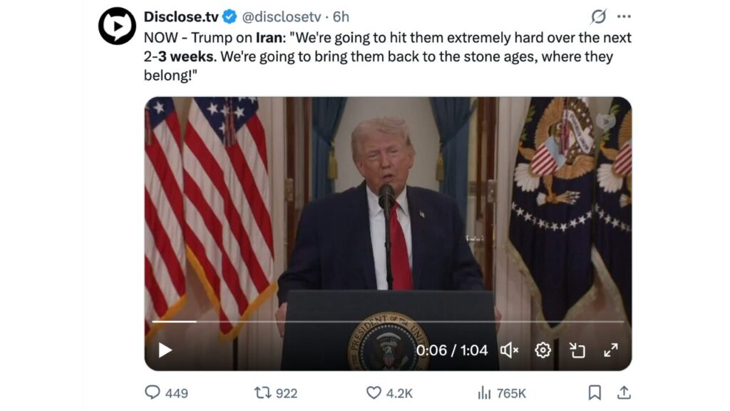 Trump diz que a Guerra do Irão termina dentro de 3 semanas