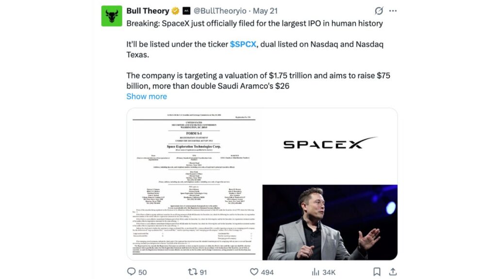 O IPO da SpaceX