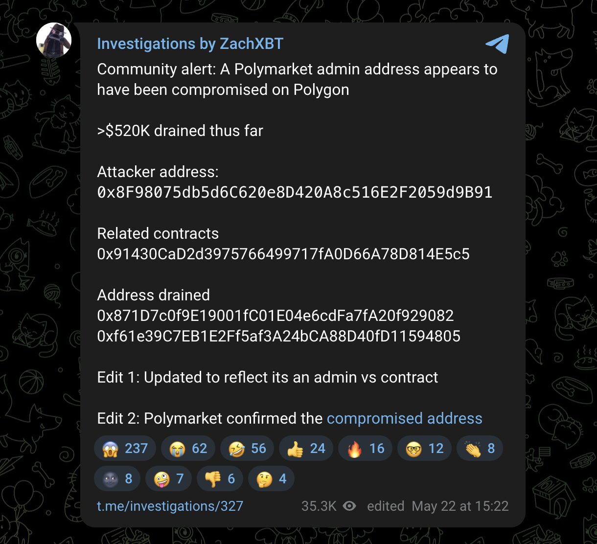 Post de aviso no canal