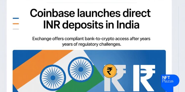 Coinbase lança trilhos diretos de depósito e retirada de INR na Índia