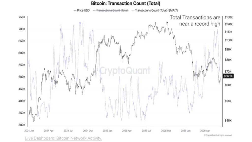 Transações totais de Bitcoin (fonte: CryptoQuant)