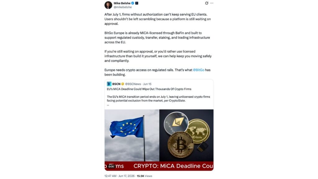 Declaração do CEO da BitGo, Mike Belshe