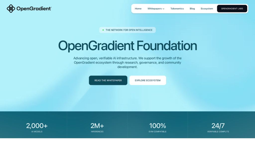 Página inicial do OpenGradient (OPG) 
