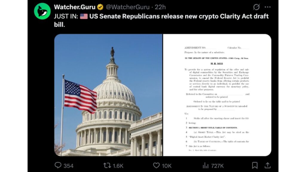 Os republicanos do Senado dos EUA divulgaram um novo projeto de lei da Lei de Clareza sobre criptografia